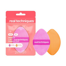 Real Techniques Miracle 2-In-1 Powder Puff, Dual-Sided, Full-Size Makeup Blending Puff, Reversible