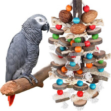 Toys Bird Chewing Toys-Natural Nuts Corn Loofah Wooden Bird Cage Toy for Other Medium and Small Birds