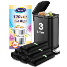 Teivio 120 Counts 3 Liter Mini Bin Bags, Small Strong Bin Liners, Waste Basket Bags for home office
