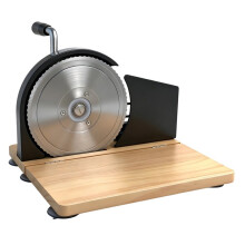 Handmatige Broodsnijmachine voor Zelfgebakken Brood met Handslinger, Schaalverdeling, Metalen Geleider, Instelbare Dikte en Opklapbare Voet
