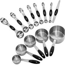 13 Pack Measuring Cups Baking Seasoning Set with Measuring Scale, Cooking and Coffee Measuring Spoons Stainless Steel