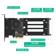 PCIe 5.0 X4 auf E1.S/E3.S (EDSFF Gen-Z) SSD-Adapterkarte mit Lüfter für Desktop-Server