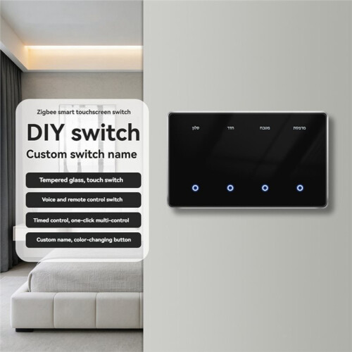 TUYA Zigbee  Touchscreen  DIY Custom Name 1/2/3/4 Gang Voice Remote Control Panel for Alexa  Home 4 2