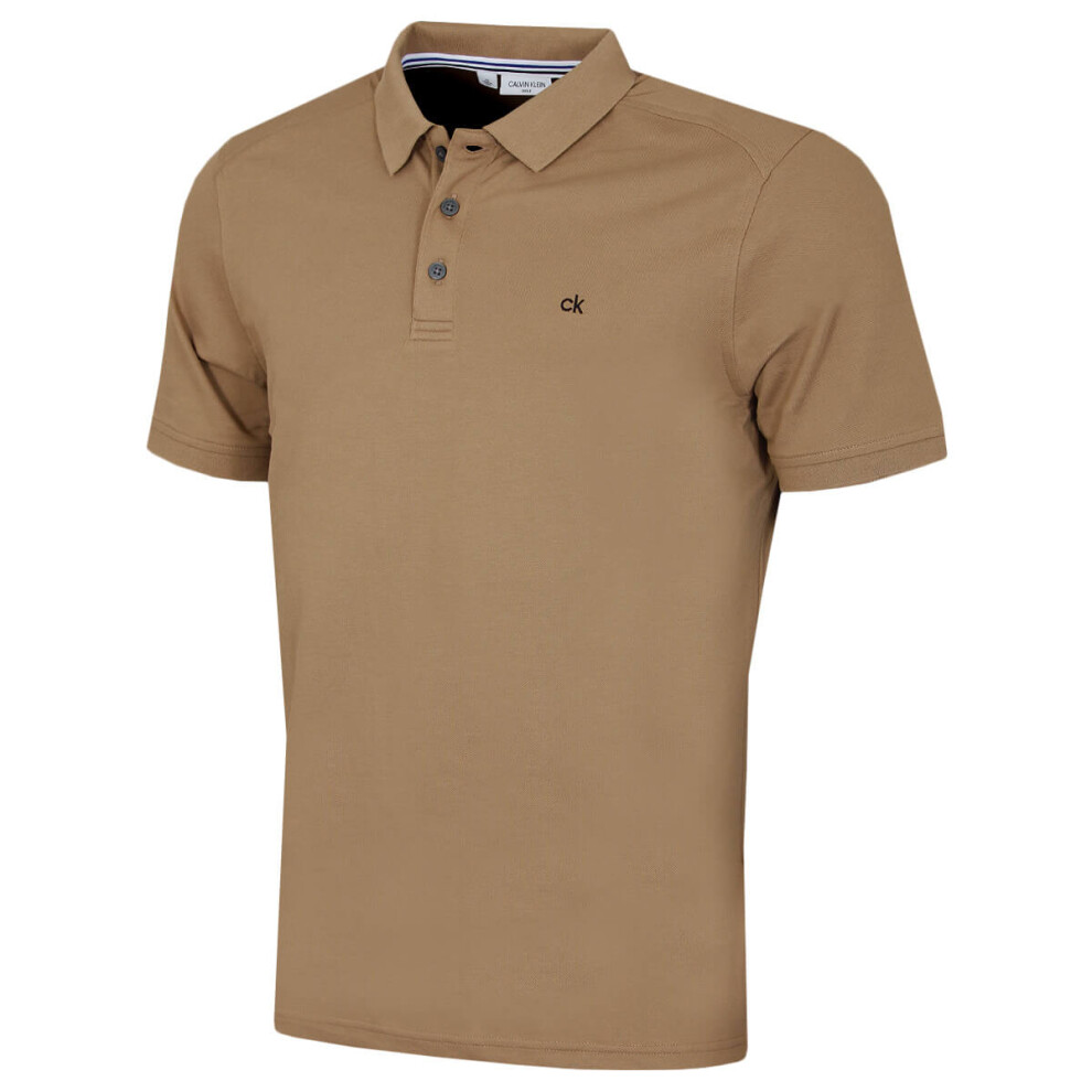 Calvin Klein (Xl, Biscuit) Mens 2026 Campus 3 Button Ribbed Collar Golf Polo Shirt Not,Specified