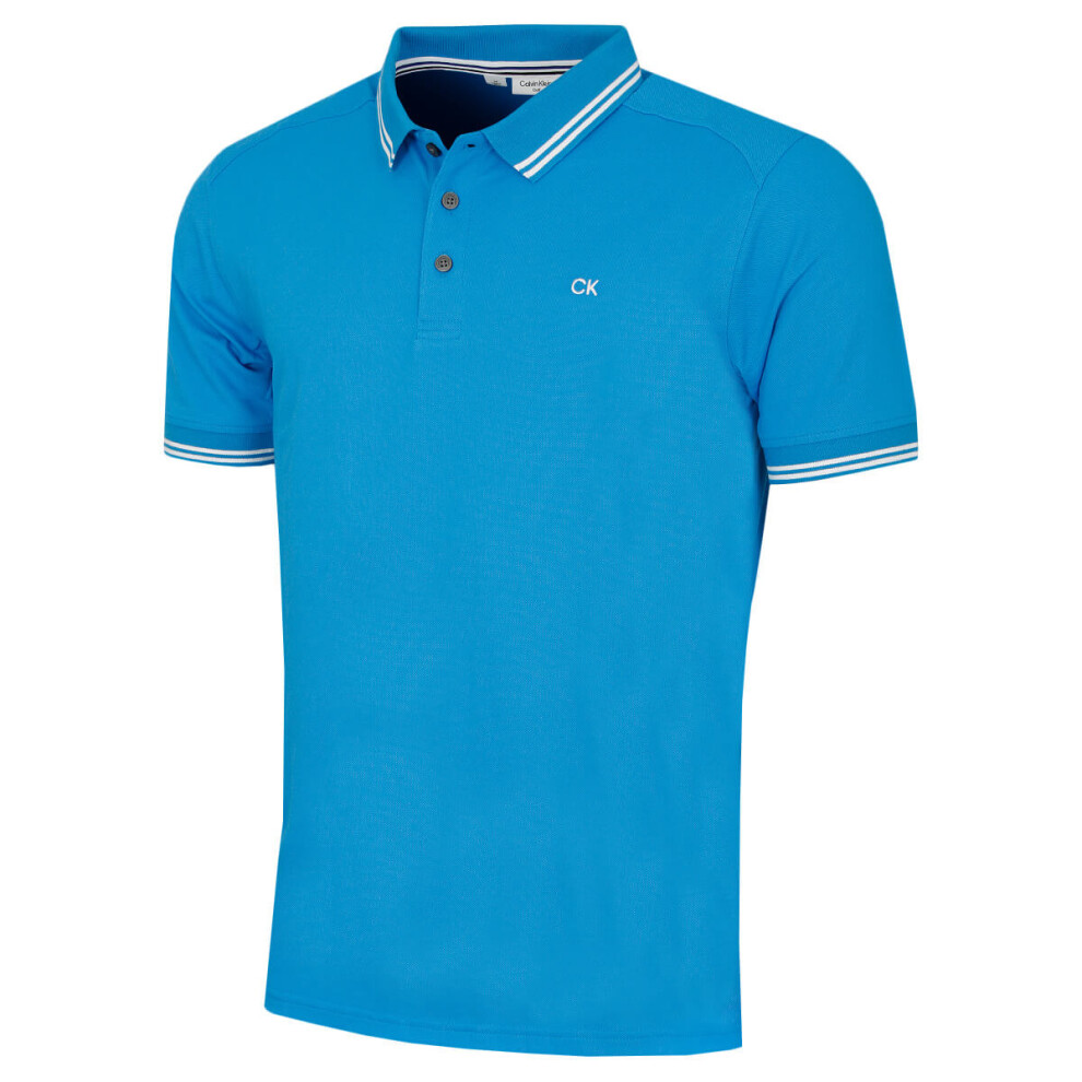 Calvin Klein (Xxxxl, ) Mens Campus Tipped Lightweight Golf Polo Shirt Blue