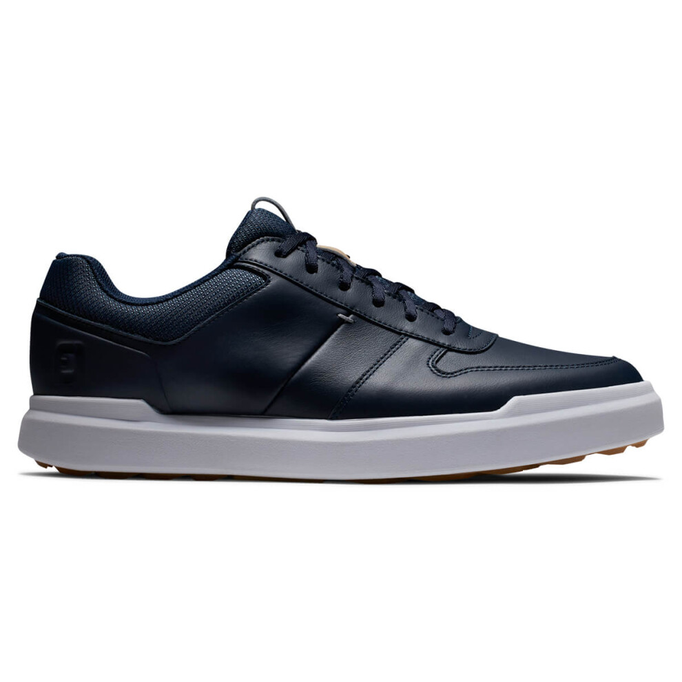 Footjoy (Uk 8.5, Navy/White/Tan) Mens Contour Casual Leather Waterproof Spikeless Golf Shoes