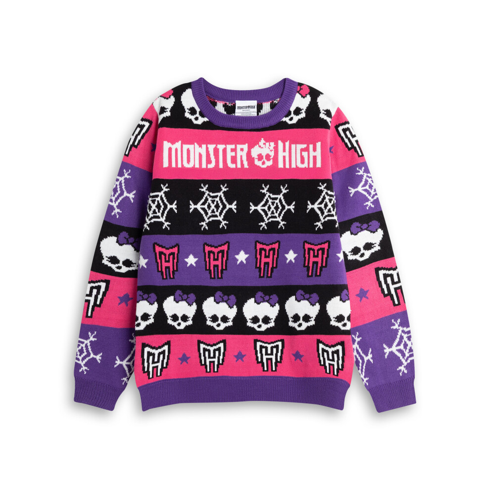 Monster High (7-8 Years) Christmas Jumper (Girls Multicoloured) Pink/Black