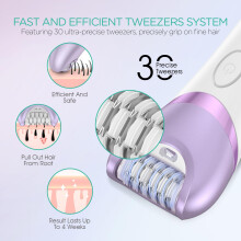 VOYOR Epilator for Women Cordless & Rechargeable, Epilator Hair Removal with 30 Tweezers,3 in 1 Epilators with Electric Lady Shaver and Foot File,Hai