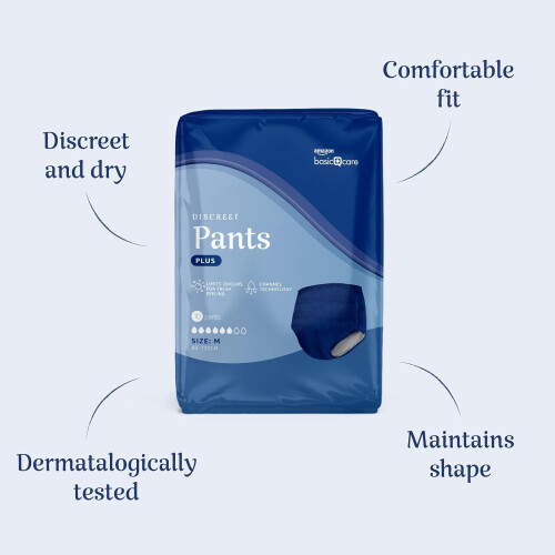 Amazon Basic Care Man Pants Plus Large for Men, 40 Pants (4 Packs of 10), Absorb 2