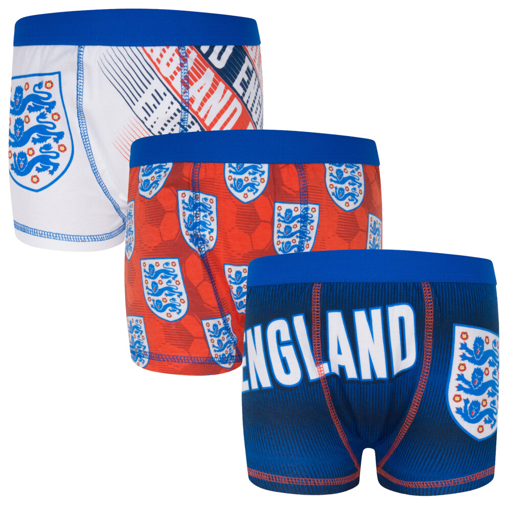 The England Football Association England Official Football Gift 3 Pack Crest Boys Boxer Shorts 3-4 Years Blue