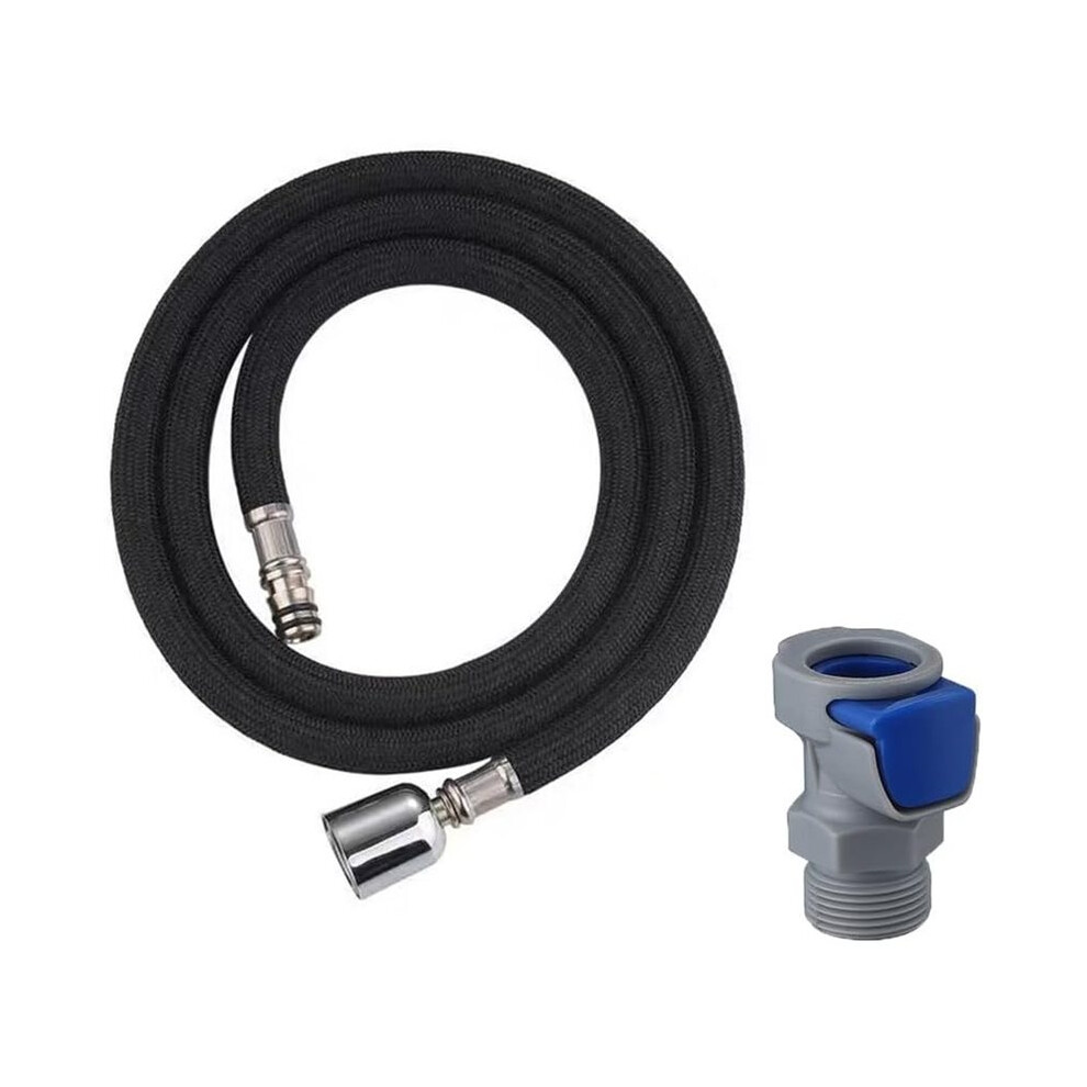 Kitchen Sink Pull Down Faucet Hose Replacement, 59 Inch Black Nylon Pull Out Hose For Kitchen Faucet 4714185139825