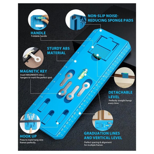 Ferramenta para Pendurar Quadros com Nível, para Pendurar Cabides de Arame/Serra, de Forma Rápida e Precisa. 2