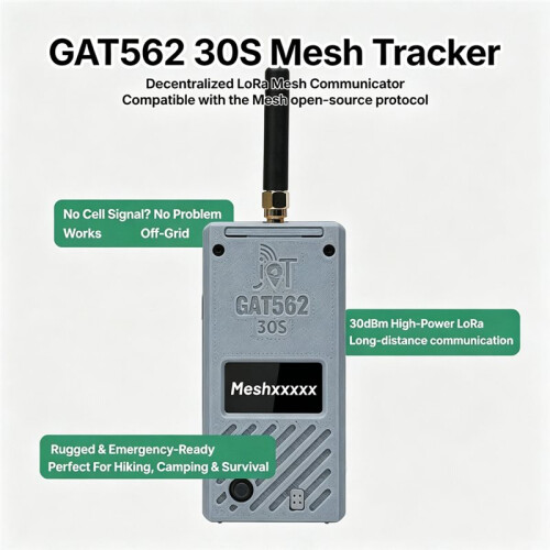 GAT562 30s Meshtastic LoRa Mesh com Tela OLED de 1,3 Polegadas, NRF52840 SX1262, Rastreador GPS LoRa Meshcore, 30dBm, 5000mAh, 868MHz