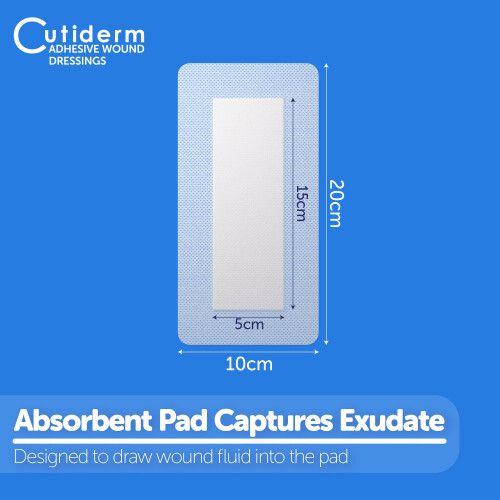 Cutiderm Adhesive Wound Dressing 10cm x 20cm - Pack of 10 1