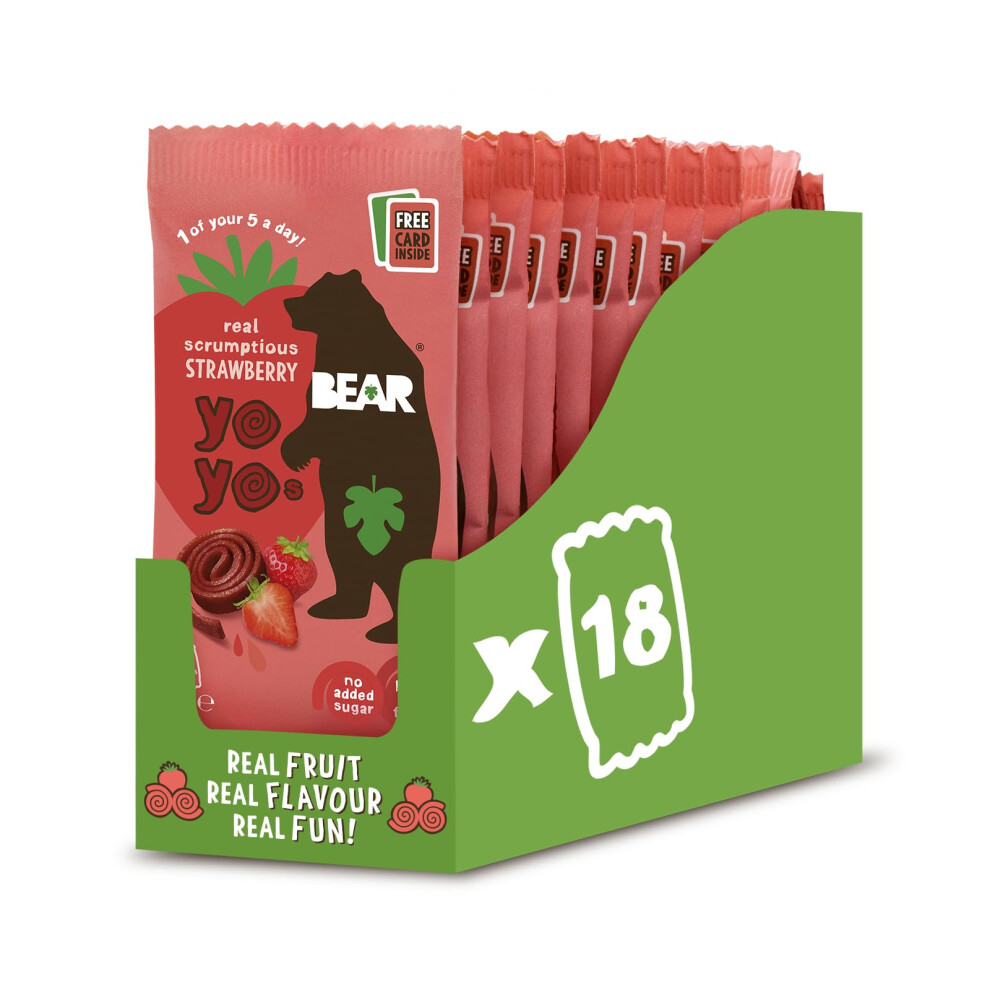 Bear Fruit Yoyos Strawberry 20G Pack Of 18 – 100 Fruit No Added Sugar