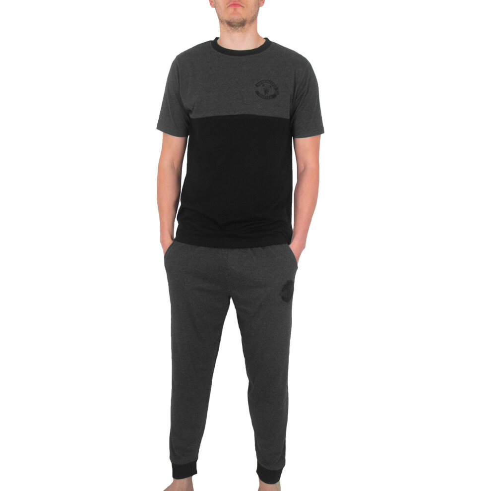 Manchester United Fc Official Football Gift Mens Premium Long Pyjamas Xxl Grey