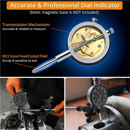 1"/0.001" Dial Indicator,Dial Indicator Gauge Full Metal Construction High Precision Tool for Lathe,Table Saw,Workshop 1