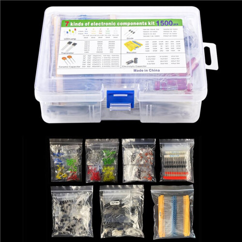1500pcs Electronics Component Assortment Kit Capacitors Led Diode Rectifier Resistor Transistor for  DIY Project 1