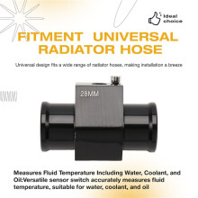 32/28mm Water Temp Joint Pipe Hose Adapter W/ 1/8" NPT Engine Cooling Fan Thermostat Temperature Sensor 28mm