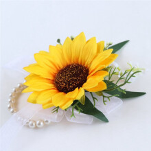 6 Piezas de Ramilletes de Girasol Artificiales para Muñeca, Conjunto de Ramilletes de Flores para Novia, Novio y Dama de para Bodas, Fiestas y