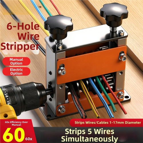 1 PC Wire Stripper, Heavy Duty Scrap Wire Stripping Machine for Copper Wire Cables, Cutting Adjustable Stripper Tools 2