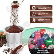 2 Pack Reusable K Cups for 1.0, Stainless Steel K Cup Refillable Coffee Pods and Metal K Cups Coffee Filters