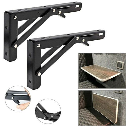 4Pcs Campervan Folding Bracket Table Shelf Motorhome Caravan Black Finish Stainless Steel  Folding Bracket 2