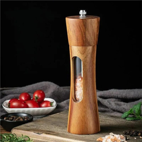 1 PCS, Wooden Pepper Grinder Salt Pepper Mill Grinding Adjustable Spice Salt Grinder Kitchen Cooking Tools Kitchen Stuff 2