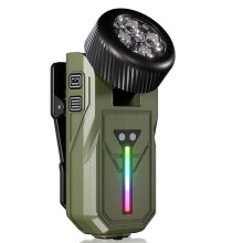 Rechargeable Clip- Flashlights Combines Spotlight/Floodlight/RGB Light Magnetic Waterproof for Cycling Repairing Green