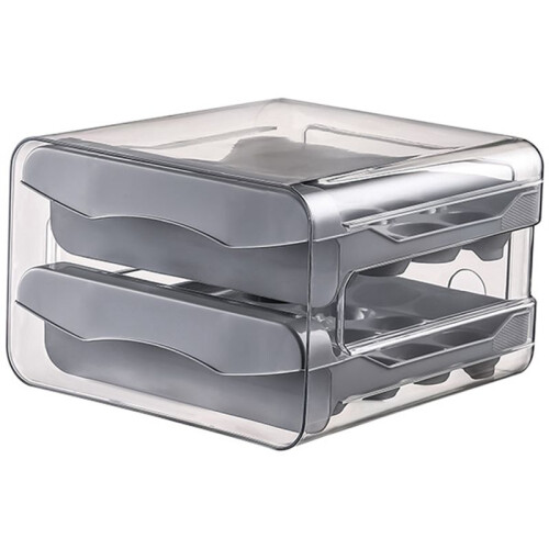 32 Grid Egg Holder,Household Egg Storage Box for Fridge, Transparent 2Layer Chicken Storage Container (Gray)