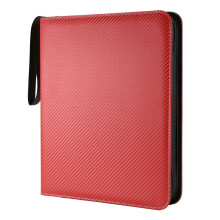 Trading Card Binder, 9 Pockets Baseball Card Binder Sleeves with Zipper, Card Case for Game/Football/Baseball Card Red