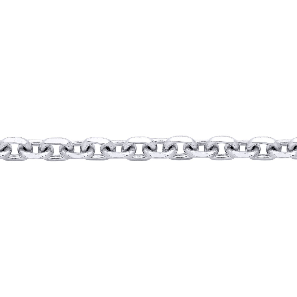 Jewelco London (28) Rhodium Plated Sterling Cable Link Square Belcher Chain Necklace 3Mm - Gvch41 Silver