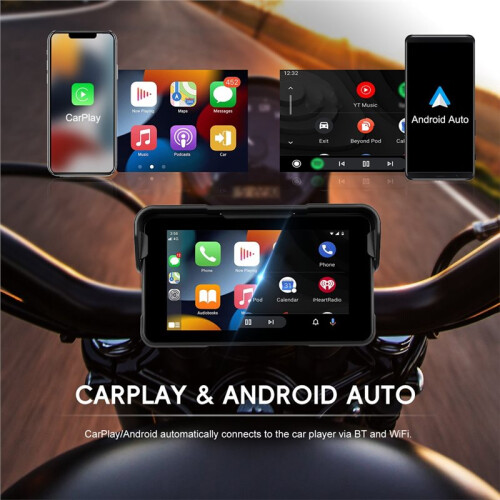 5inch Portable Motorcycle  Screen Player Wireless Carplay Android Auto Waterproof Navigation Display Screen