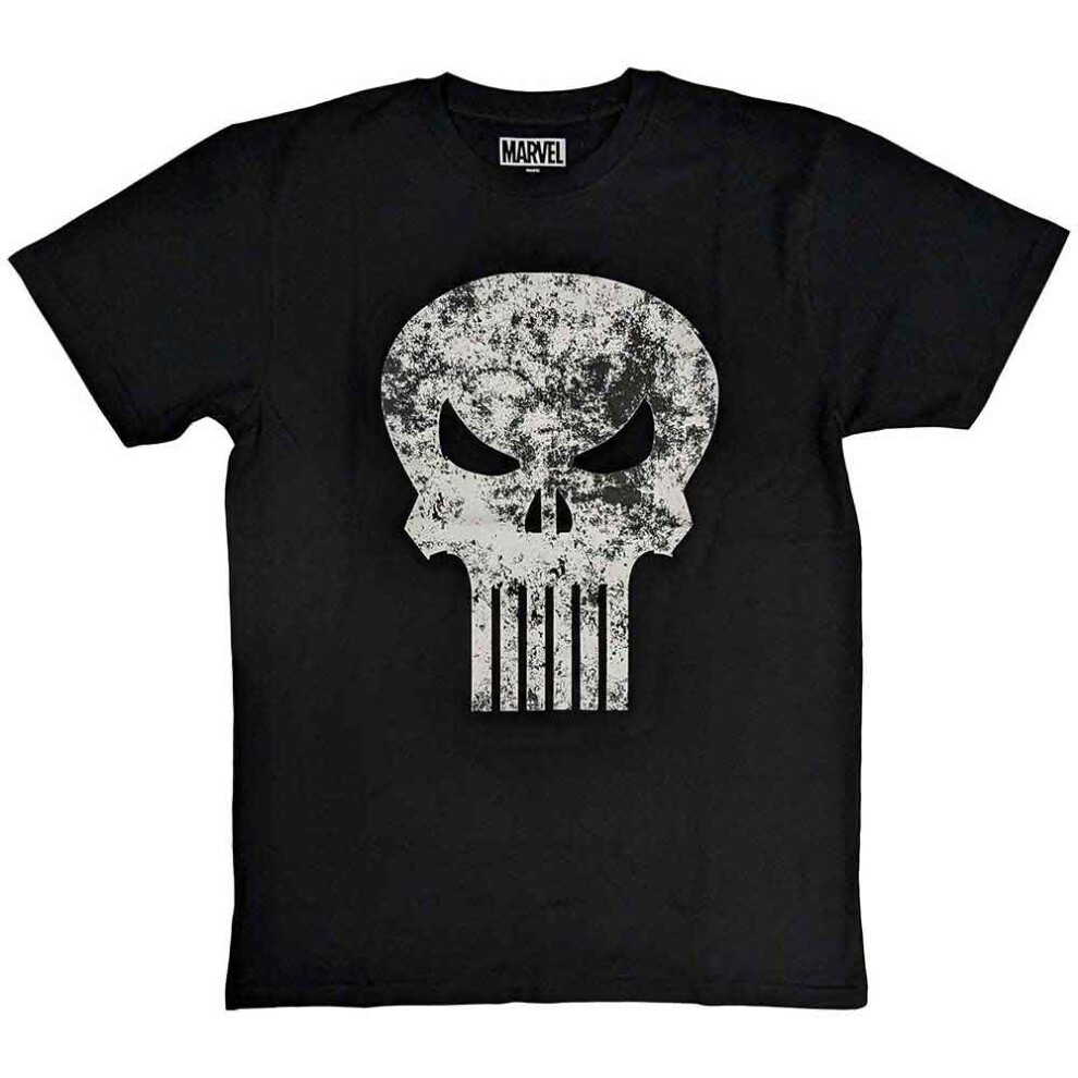 Marvel (Xxl, ) Punisher Distressed Logo T Shirt Black