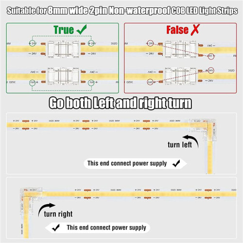 30PCS 2 Pin 8Mm Cob LED Connector Kit pour 8Mm Cob LED Strip Lights 1