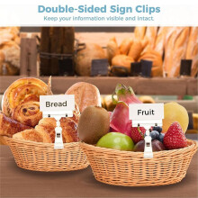 50 Pcs Rotatable Sign Clips, Double-Sided Merchandise Sign Holders, Plastic Clear Tag Display Racks, Label Stands