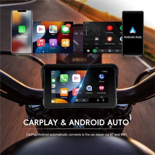 5'' Motorcycle Wireless Carplay Android Auto  Screen Player Waterproof Navigation Moto DVR Recorder 2