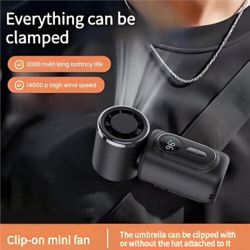 Portable Handheld Fan with Clip Umbrella Holder Function USB Charging Compact Personal Cooling Fan 2