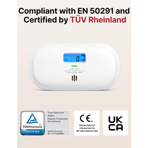 XSense Carbon Monoxide Detector Replaceable Battery Powered CO Alarm w