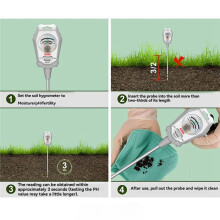 Testador de Solo 3 em 1: Sensor de Umidade/Fertilidade/PH para Jardinagem Interna e Externa - Ferramenta para Teste de Plantas