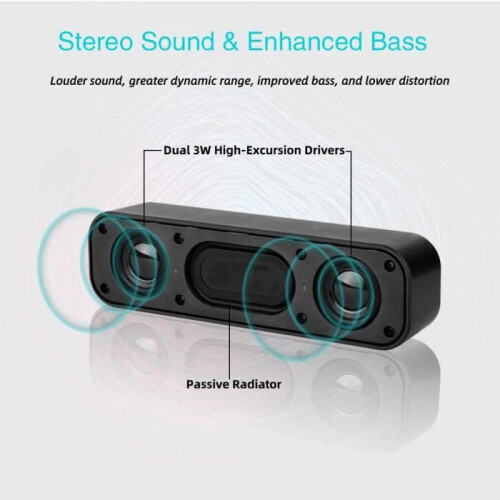Mini Sound Bar for Computer, USB Speaker for PC and Tablet, Compact Stereo Sound, Sleek Design 2