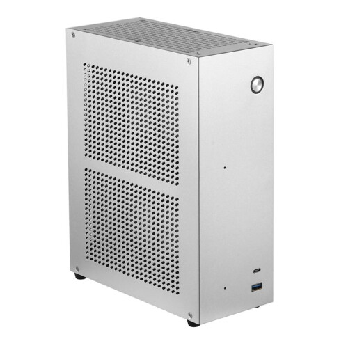 Desktop Chassis ITX Computer Case  NAS Computer Case Dual 3.5-Inch Hard Drive Front USB3.0 TYPEC Interface Silver
