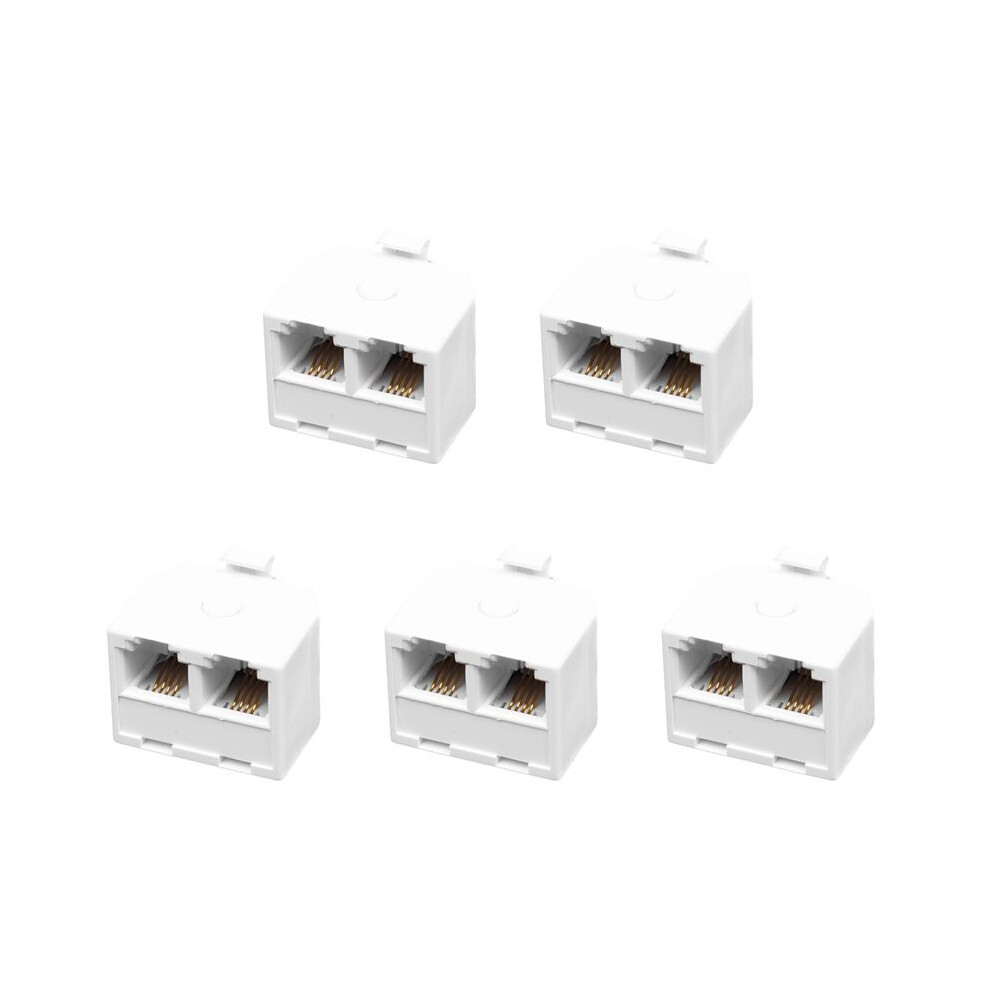 5X 2-Way 6P4c Rj11 Modular Phone Telephone Wall Adapter And Splitter For Landline Telephone 4711053356919