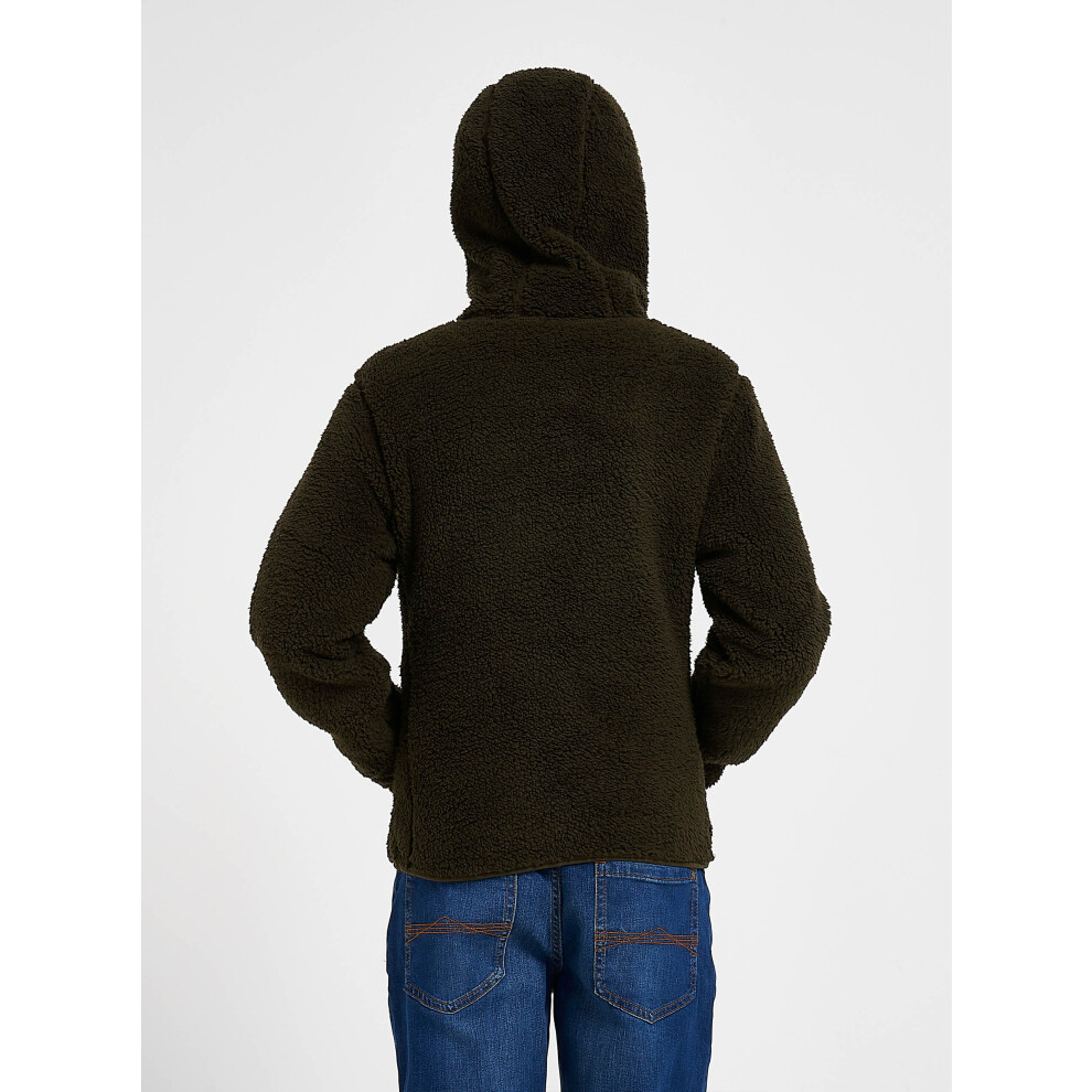 Jack Pyke Childrens Junior Sherpa Fleece Hoodie Olive M Dark