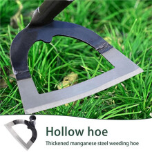 Handheld Hollow Hoe Thickened Manganese Steel Agricultural Weeding Hoe Planting Gardening Loosening Soil Weeding Tool L