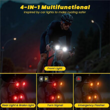 4-Pack Smarta Cykelljussystem, Strålkastare och Blinkers, Synkroniserad Fram- och Baklykta med Fjärrkontroll för Nattkörning
