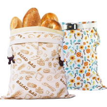 Sacs à Pain pour Pain Maison - Lot de 2 Sacs Réutilisables en Coton Naturel et Cire D'Abeille Biologique pour Pain au Levain