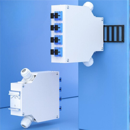 Fiber Distribution Box 8 Port DIN Rail Mount 2 Cable Entries Suitable for 8 Core SC Duplex Adapter 2