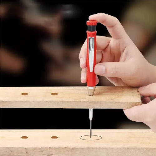 Solid Carpenter Pencil Set with 12 Refill Leads Built-in Sharpener Marking Tool Woodworking Deep Hole Mechanical Pencils 2