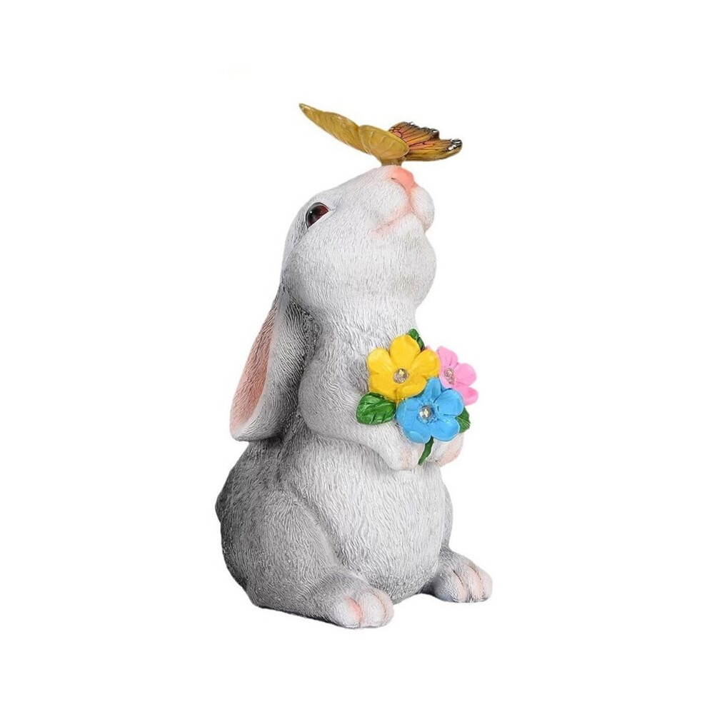 Photos - Cable (video, audio, USB) Solar Bunny Statue Garden Decor with Butterfly LED Light Resin Animal Sculpture Figurine Outdoor Decoration